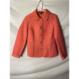 BRIGGS NEW YORK WOMENS SIZE SMALL 4/6 COAT JACKET PEACH‎ PINK BUTTON UP QUILTED